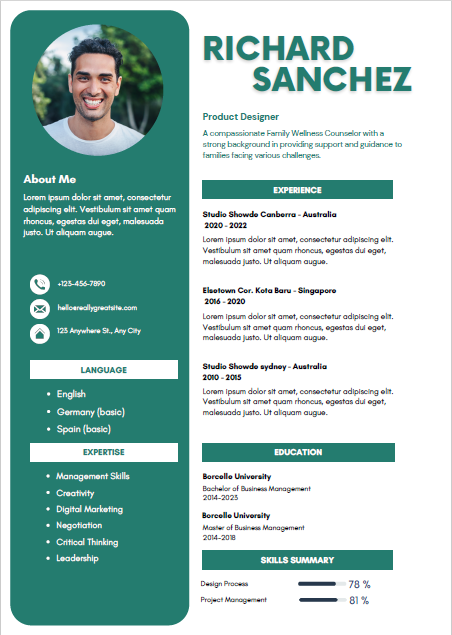 CV 18 - Professional Resume Template - Editable & Modern Design
