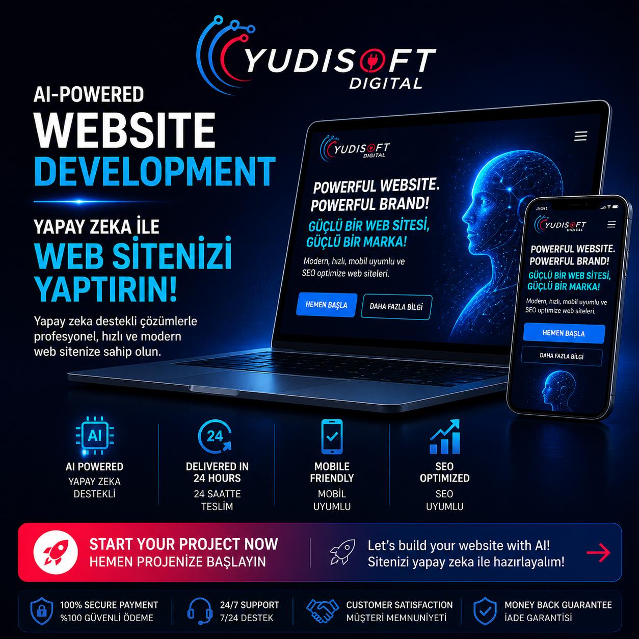 AI-Powered Website Creation – Ready in 24 Hours - Yapay Zeka ile Web Sitesi Yapımı – 24 Saatte Hazır